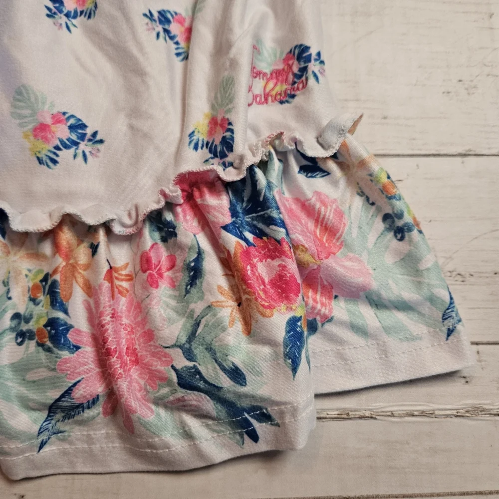 Tommy Bahama 2T Floral Smocked‎  Sundress White Pink Spring Tie Strap